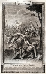 Telemaque tue Adraste - 1798年Monnet在Francois de Salignac de La Mothe-Fenelon dit Fenelon的 "Les Aventures de Telemaque, fils d