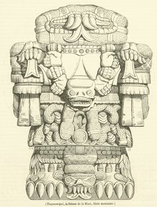 Teoyaomiqui，死亡女神，墨西哥偶像（雕刻）。 作者 法语学校