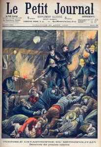巴黎地下的可怕灾难，《小报》的封面，1903年8月23日（雕版）。 作者 法语学校