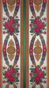 由Cousin和Bony，Bissardon，Lyon，1811（刺绣缎）制成的雏菊和玫瑰花束的纺织品 作者 法语学校
