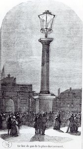 1818年在巴黎Place du Carrousel举行的第一届Gaslamp 作者 法语学校