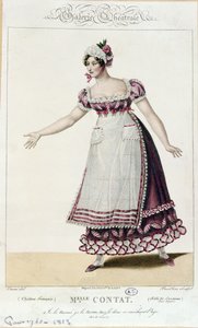 女演员Mademoiselle Contat在Suzanne的角色中扮演费加罗的婚姻由Pierre Augustin Caron de Beaumarchais（1732-99） 作者 法语学校