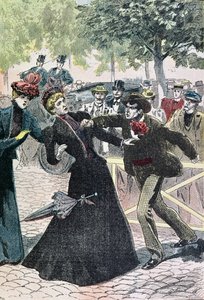 1898年9月10日，Luccheni暗杀伊丽莎白（1837-98）奥地利皇后，1898年Le Pelerin的插图（彩色版画） 作者 法语学校