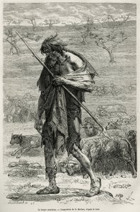 The Australian shepherd, engraved after a drawing by D.Maillart, to illustrate the story six months in Australia, by Desire Charnay, a mission assignment by the Ministry of Public Education, in 1878, published in the tour du monde, under the direction of E 作者 法语学校
