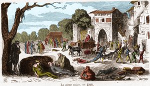 1348年的黑死病。镌刻在 "Histoire De France En Cent Paintings by Paul Lehugeur" 1891年。 作者 法语学校