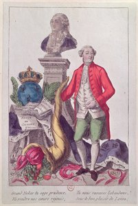 雅克内克尔的召唤（1732-1804）1789年7月16日（彩色雕刻） 作者 法语学校