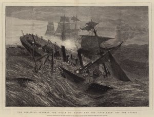 The Collision between the "Ville du Havre" and the "Loch Earn" off the Azores (engraving) 作者 法语学校