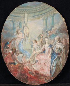 1774年后，在玛丽·安托瓦内特（Marie-Antoinette）的陪伴下，路易十六加冕 作者 法语学校