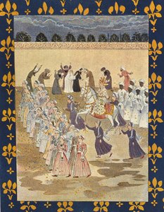 阿拉丁的Cortege，阿拉丁的插图，来自阿拉伯之夜，1895年（彩色雕刻） 作者 法语学校