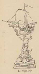 金杯，在法国塞特举行的水上比武大赛的奖杯（石版画） 作者 法语学校
