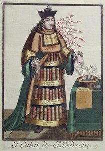 博士，一个寓言性的服装设计，在Larmessin家族之一雕刻的图像之后，c.1640-84 作者 法语学校