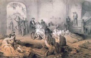 拿破仑三世皇帝在1859年6月24日索尔费里诺战役后访问受伤的士兵 作者 法语学校
