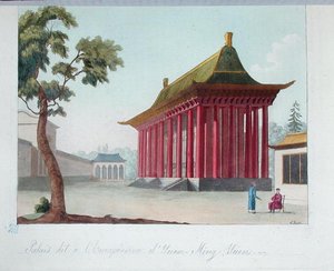 圆明园的 "欧洲 "宫殿，出自朱尔斯-费拉里奥的《古今服饰》，由S.Rossi雕刻，约1819年（彩色雕刻）。 作者 法语学校