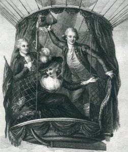 1784年9月15日，英国第一次气球上升，来自精彩气球Ascents或Congence of the Skies，由Fulgence Marion于1870年出版 作者 French School