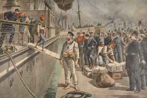 西班牙美国战争期间基韦斯特的第一批囚犯，来自Le Petit Journal的插图：补充说明，1898年5月8日 作者 法语学校