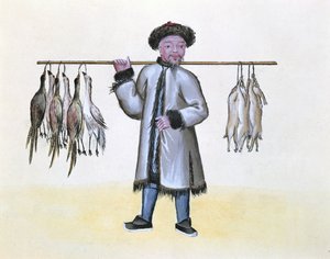The Game Merchant，来自北京街头电话的一本书，1785年（纸上的水粉和水粉） 作者 法语学校