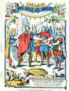 联盟反对朱利叶斯·凯撒（公元前100  -  44年）的高卢领导人，由Vercingetorix（公元前46年）领导的学校书籍保护套，19世纪末期 作者 法语学校