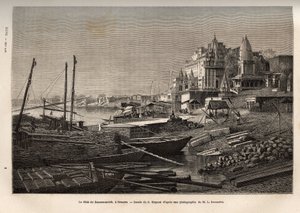 Ghat de Benares（今瓦纳拉西）（Ghat 表示覆盖河流两岸的台阶以及允许与水接触下降的盆地和水库的银行），以 G. Moynet 的画作雕刻，描绘了航程 吨 作者 法语学校