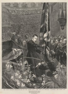 1893年在伦敦阿尔伯特音乐厅举行的爱尔兰忠诚示威：阿伯康公爵（James Hamilton）（1811-1885）种植了英国国旗。 作者 法语学校