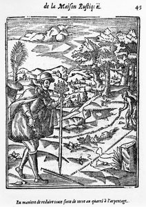 减少勘察广场任何地面的方式，例如Charles Estienne的LAgriculture et Maison Rustique，1641年出版 作者 法语学校