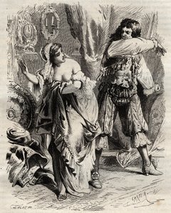 蒙特斯潘侯爵，路易-亨利（Louis-Henri）-德-帕尔达兰-德-贡德林（1640-1691），掌掴了他的妻子，蒙特斯潘侯爵夫人（Francoise Athenais），由罗什夸特-莫特马尔（或蒙特斯潘夫人）（1640-1707），因为她根据基的命令拒绝向他 作者 法语学校