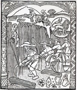 8月，从牧羊人日历，1496年 作者 法语学校