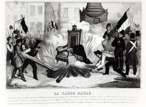 1848年在巴士底广场上燃烧王座的人 作者 法语学校