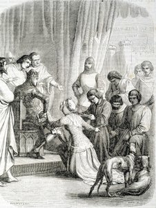 英国女王（Philippa de Hainaut）为加莱的居民向她的丈夫爱德华三世致谢（加莱6个资产阶级的插曲）。 作者 法语学校