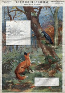 乌鸦与狐狸》。让-德-拉封丹（1621-95）的寓言。19世纪末的插图。 作者 法语学校
