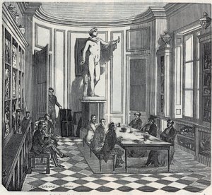 巴黎医学院--仪器室中的考试--埃德蒙-特克西尔1852年在《巴黎表》中的雕刻。 作者 法语学校