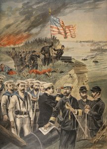 西班牙美国战争：在关塔那摩登陆，插图来自Le Petit Journal：Supplement illustre，1898 作者 法语学校