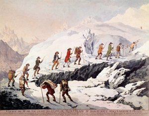 瑞士自然学家索绪尔的霍拉斯-本尼迪克特（Horace-Benedict）（1740-1799）和法国登山向导雅克-巴尔马特于1787年8月第二次登上了勃朗峰。 作者 法语学校