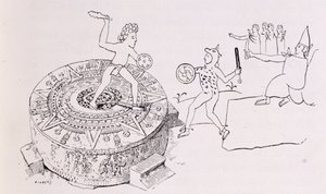来自Codex Ramirez的Temalacati，或Gladiatorial Stone，来自&39;新世界的古城&39;，由Claude-Joseph-Desire Charney，酒吧。 1887年 作者 法语学校