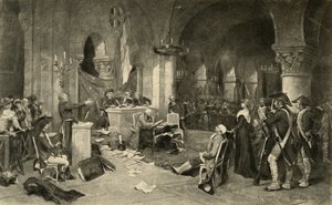 1793年10月16日玛丽 - 安托瓦内特（1755-93）的审判 作者 法语学校