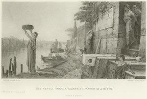 Vestal Tuccia在筛子（凹版印刷）中携带水 作者 法语学校