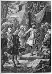 奥地利王位继承战争（1740-1748）--1747年联合省的大使在路易十五面前展示自己--奥地利王位继承战争（1740-48）--法国国王路易十五和荷兰大使--刻自" 作者 法语学校