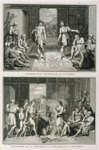 加拿大的婚礼和离婚方式，宗教仪式和习俗的插图，由Bernard Picart（1673-1733）1723年刻 作者 法语学校