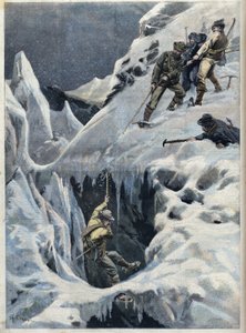 勃朗峰（Mont Blanc）的灾难：旅行者和他们的向导在探险过程中的死亡，载于" Le Petit Parisien "。 作者 法语学校