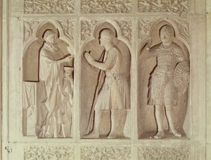 一个骑士的交流，从教堂中殿西端的细节，1245-57 作者 法语学校