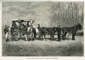 草原上的马的路线或勤奋，由A.Dupuis绘制，用于说明1873年H. de Lamotte对加拿大和北部红河的游览故事。Le tour du monde中的版画 作者 法语学校