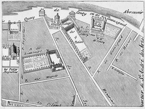 位于 J. de la Caille 计划中的四国学院（四国）区和 Conti-Fac-Simile 酒店 作者 法语学校