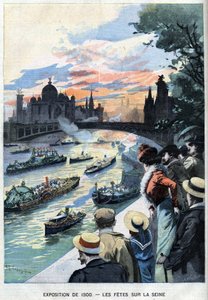 1900年世界博览会期间在巴黎的塞纳河上的盛宴--在 "Le Petitle Parisien "中。 作者 法语学校