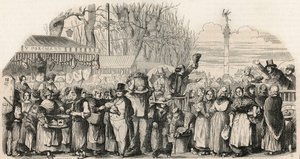 巴黎Bourdon大道上的火腿交易会--Edmond Texier 1852年在 "Tableau-de-Paris "中的雕刻。 作者 法语学校