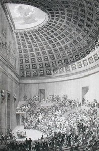 仿照罗马万神殿建造的演讲厅，出自《巴黎外科学校介绍》，1780年出版（雕刻）。 作者 法语学校