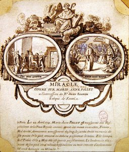 玛丽-安-波莱的奇迹，约1741年（水彩画和墨水）。 作者 法语学校