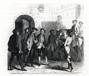 文森斯的囚犯于1784年被转移到巴士底狱监狱——（雕刻）1846年 作者 法语学校