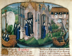 接待新手并欢迎患者，来自Jean Henry的“The Dieu de Paris的生命之书”，c.1482 作者 法语学校