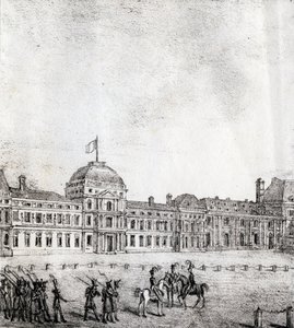 杜伊勒里宫--"巴黎纪念碑图片集"，约1840年（雕版画）。 作者 法语学校