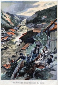 阿尔卑斯山Barcellonnette附近的Saint-Ours村被埋在泥土下--载于 "小巴黎人"。 作者 法语学校