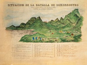 第三次卡洛斯特战争（1872-1876）：描述1874年3月25日巴斯克地区的索莫罗斯特罗之战（雕刻）。 作者 法语学校